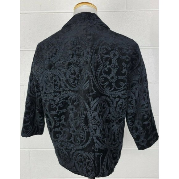 NWOT Nanette Lepore Take A Chance Embroidered Black Velvet Jacket Blazer M - Picture 4 of 12